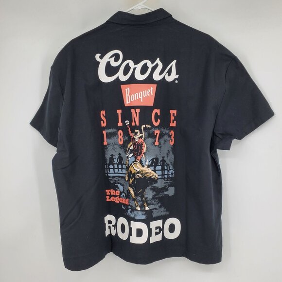 NWT Coors Banquet Rodeo Short Sleeve Western Country Button Up Collared Shirt L - Picture 2 of 9
